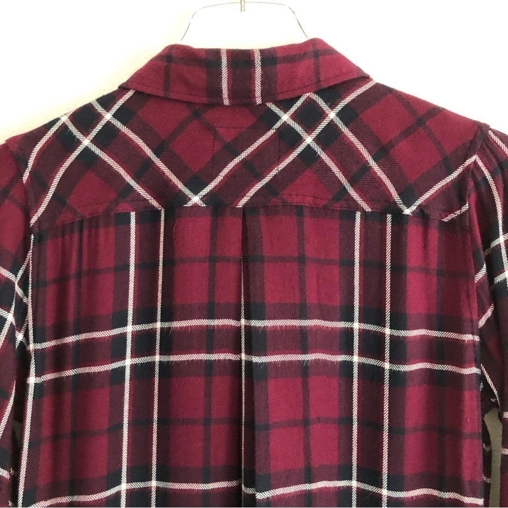 Rails Hunter Button Front Burgundy Plaid Long Sle… - image 5